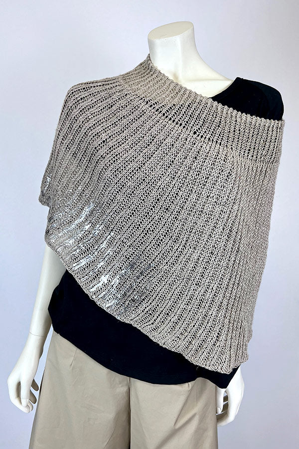 Amano Natural Linen Capelette with Silver Foiling