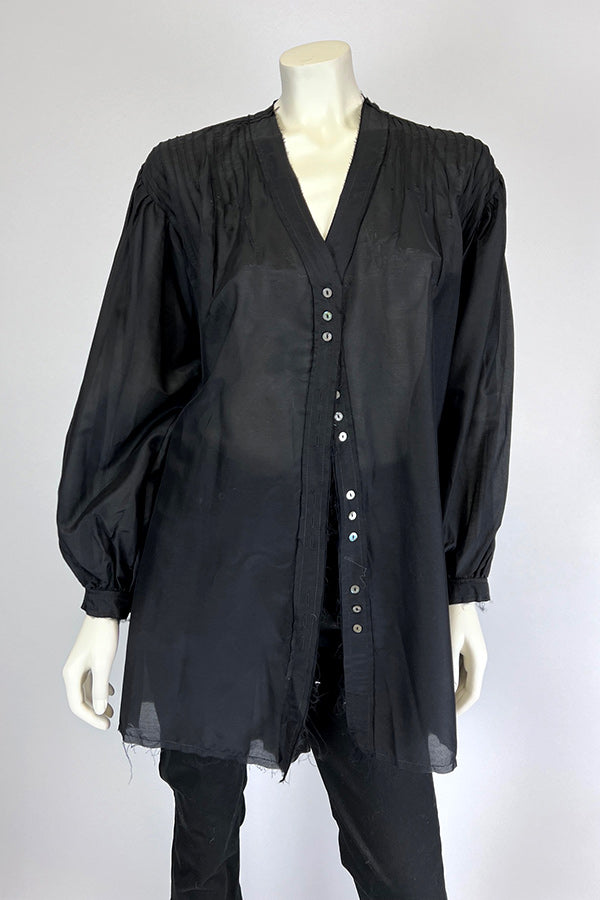 Amano Black Cotton Silk Shirt