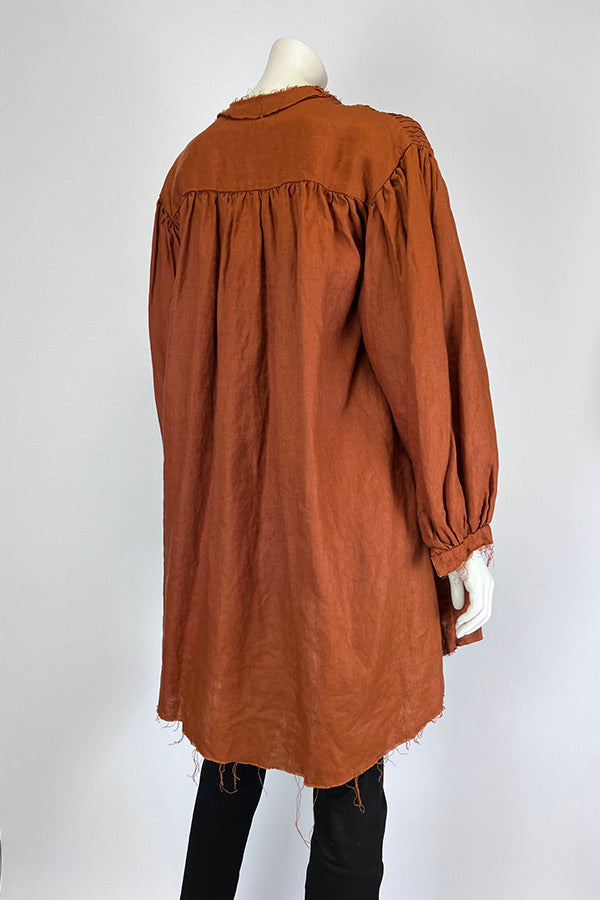 Amano Rust Linen Shirt Dress