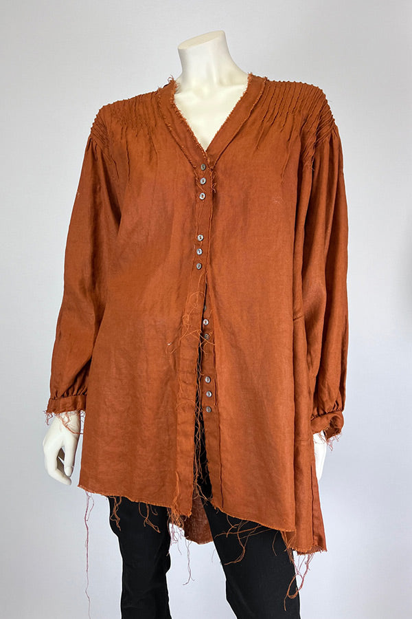 Amano Rust Linen Shirt Dress