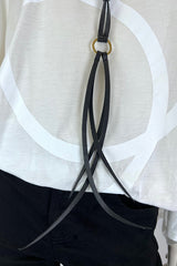 Aumorfia Leather Necklace with Bronze Ring Pendant