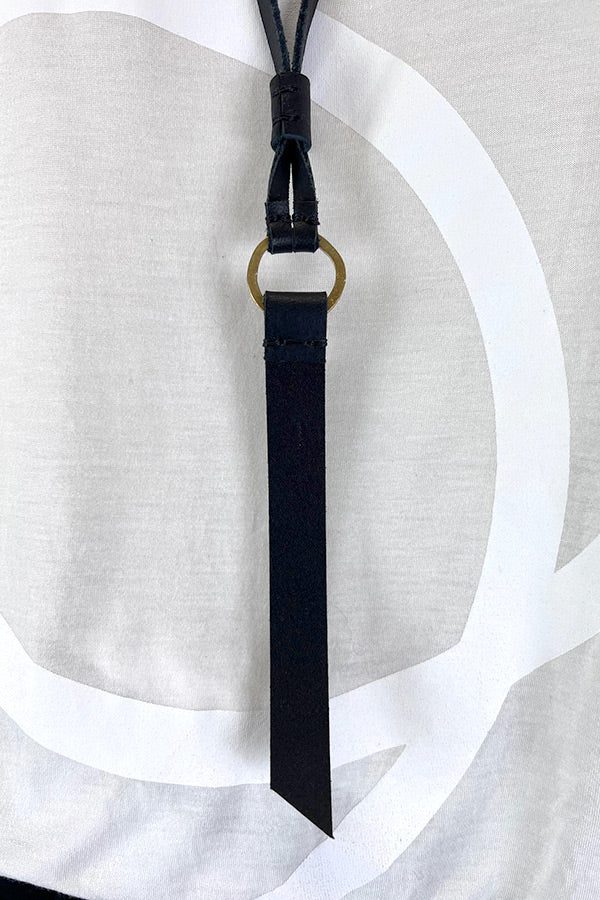Aumorfia Leather Brass Ring & Tag Pendant