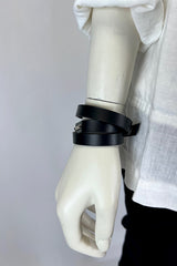 Aumorfia Thin Leather Cuff with Sterling Silver Detail