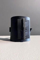Aumorfia Leather Cuff with Oblong Sterling Silver Detail