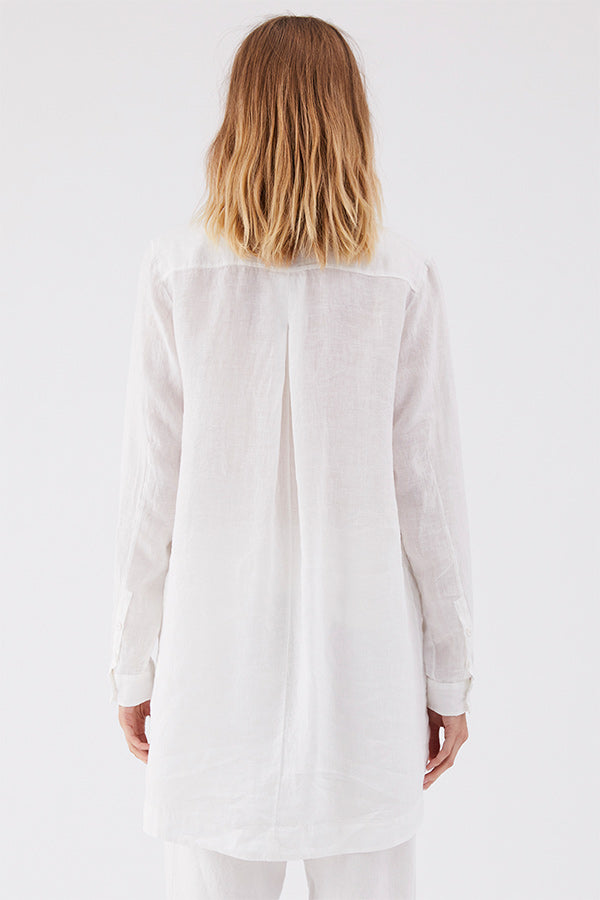 Transit White Linen Longline Shirt