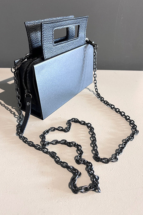 Character Black Square Architecture Metal & Leather Bag