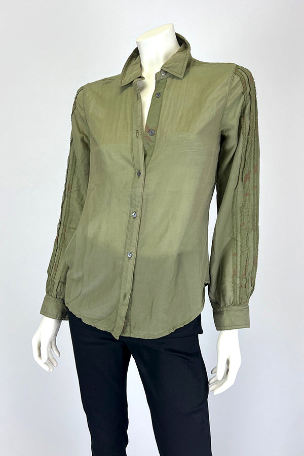 Da Nang Silk Cotton Olive Green Shirt