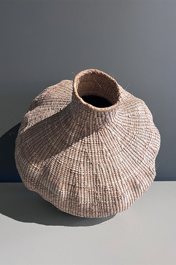 African Handwoven Garlic Basket Medium