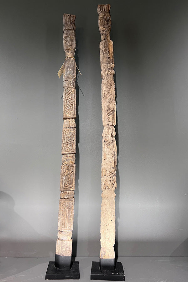 Pair Carved wooden Idols 100cm Java
