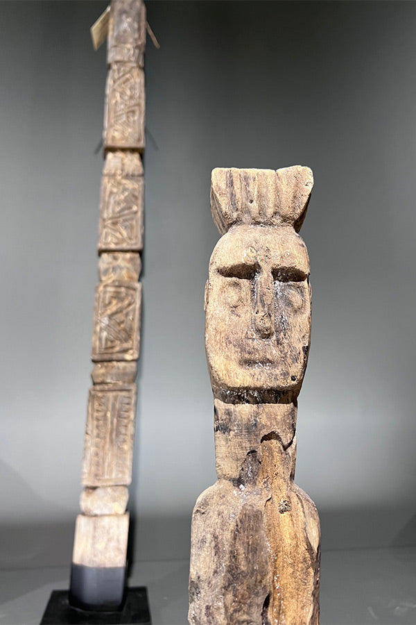 Pair Carved wooden Idols 100cm Java