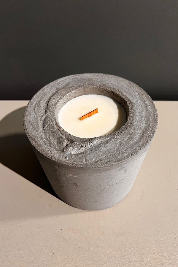 Lumen & Luxe Small Grey Concrete Candle with Norwegian Wood Scent
