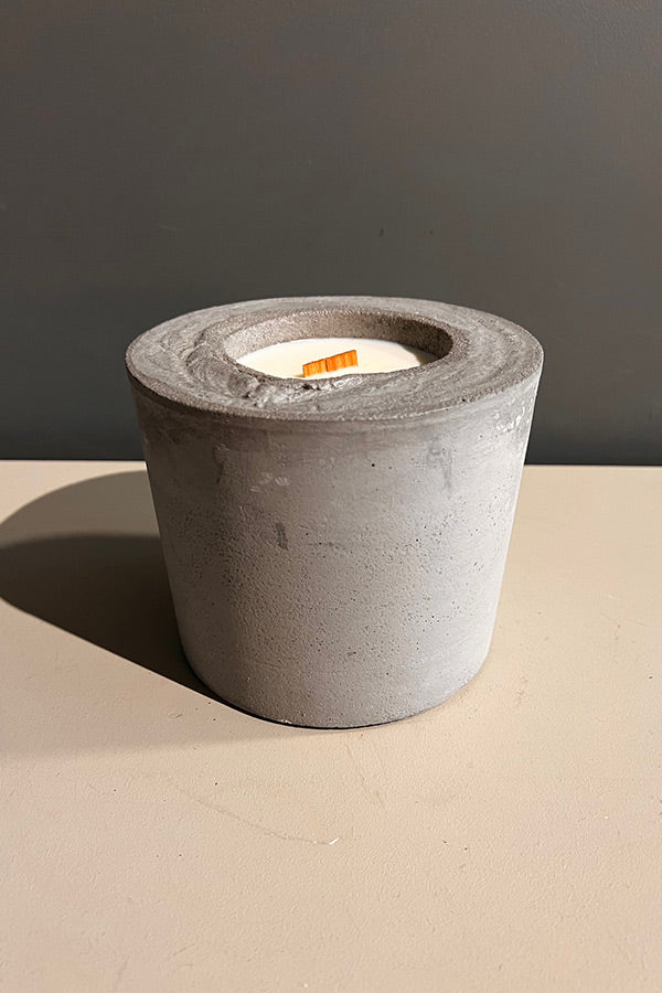 Lumen & Luxe Small Grey Concrete Candle with Norwegian Wood Scent