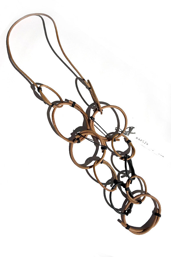 Marija Bajovska Necklace with Natural Leather & Black PVC Loops