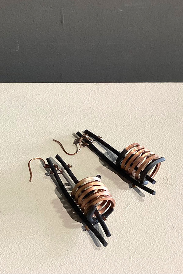 Marija Bajovska PVC Earrings with Copper Wire Spirals