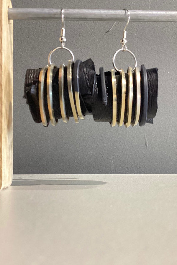 Marija Bajovska Eel Leather & Gold Wire Earrings