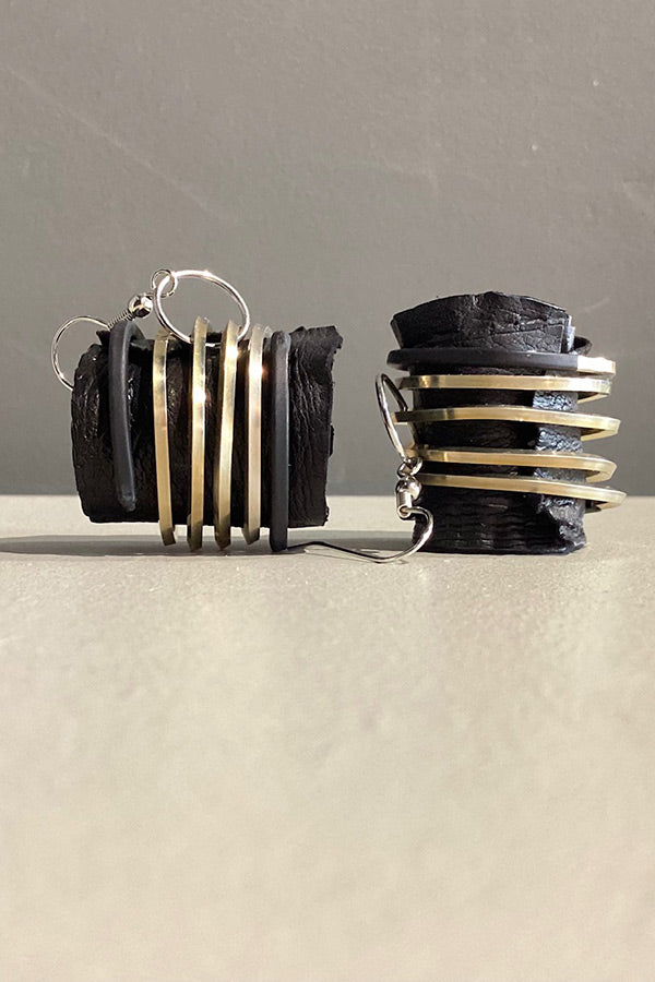 Marija Bajovska Eel Leather & Gold Wire Earrings