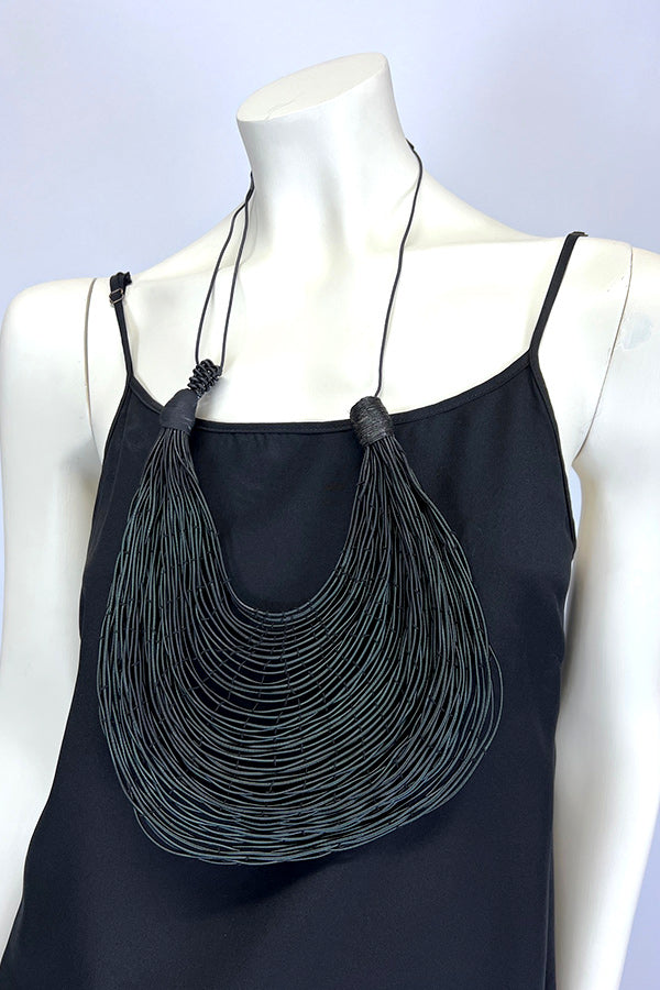 Mariana Mendez Woven Elastic Necklace in Black