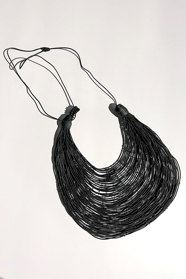 Mariana Mendez Woven Elastic Necklace in Black