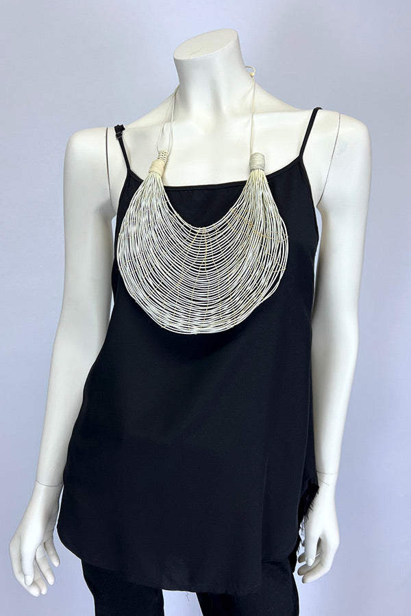 Mariana Mendez Woven Elastic Necklace in White