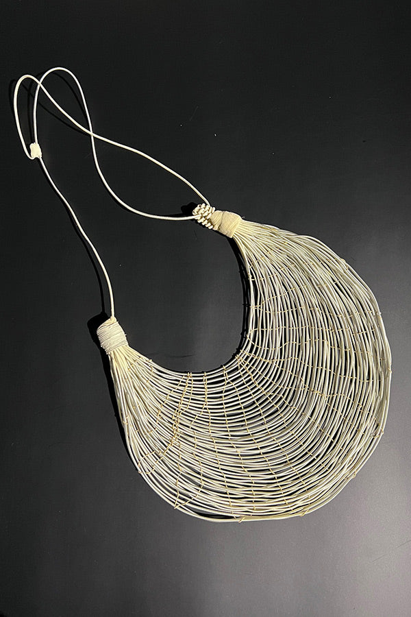 Mariana Mendez Woven Elastic Necklace in White