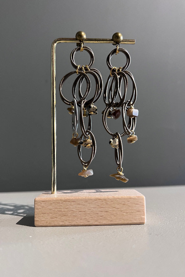 Monica Trevisi Brass Hoop Earrings with Small Stones