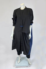 Moyuru Abstract Shirt Dress in Contrasting Black and Navy