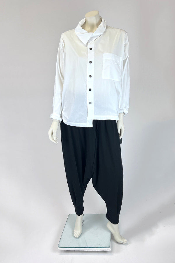 Moyuru White Cropped Button Shirt