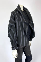 Moyuru Black Cropped Wrap Jacket with White Stripe