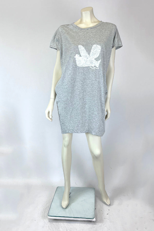 RCKP Scribble Dove on Grey Marle T-Shirt Dress