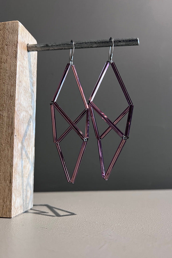 Rosalba Galati Lilac Polygon Glass Tube Earrings