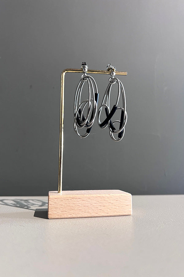 Rosalba Galati Silver Coil Knot Earrings with Black Detail
