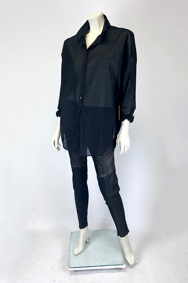 Tzusk Black Shirt with White Scribble Print