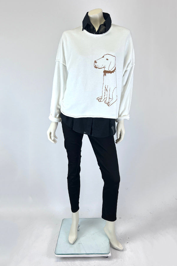 Tzusk Cropped Jumper in White with Bruce