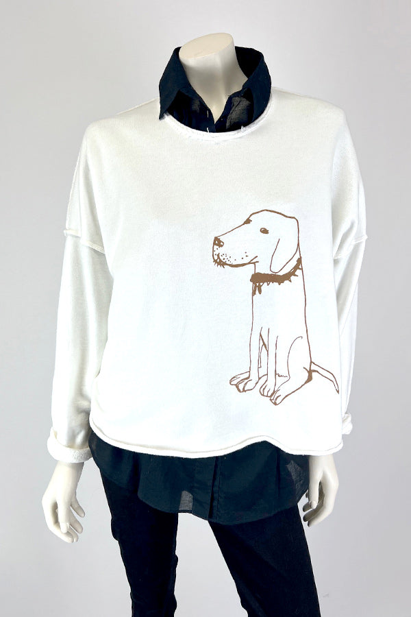 Tzusk Cropped Jumper in White with Bruce