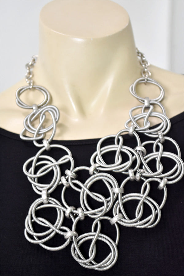Monica Trevisi Geo Silver Circle Necklace
