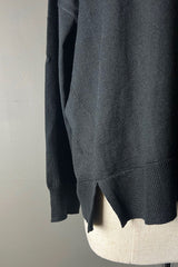 Aleger Black Cotton & Cashmere Oversized V-Neck