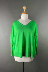 Aleger Kelly Green Cotton & Cashmere Oversized V-Neck