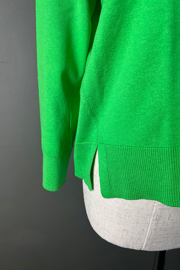 Aleger Kelly Green Cotton & Cashmere Oversized V-Neck