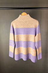 Aleger N06W Champagne & Iris Chunky Stripe Knit Pullover