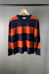 Aleger N80W Tamarind Contrast Stripe Knit Crew