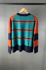 Aleger N80W Tamarind Contrast Stripe Knit Crew