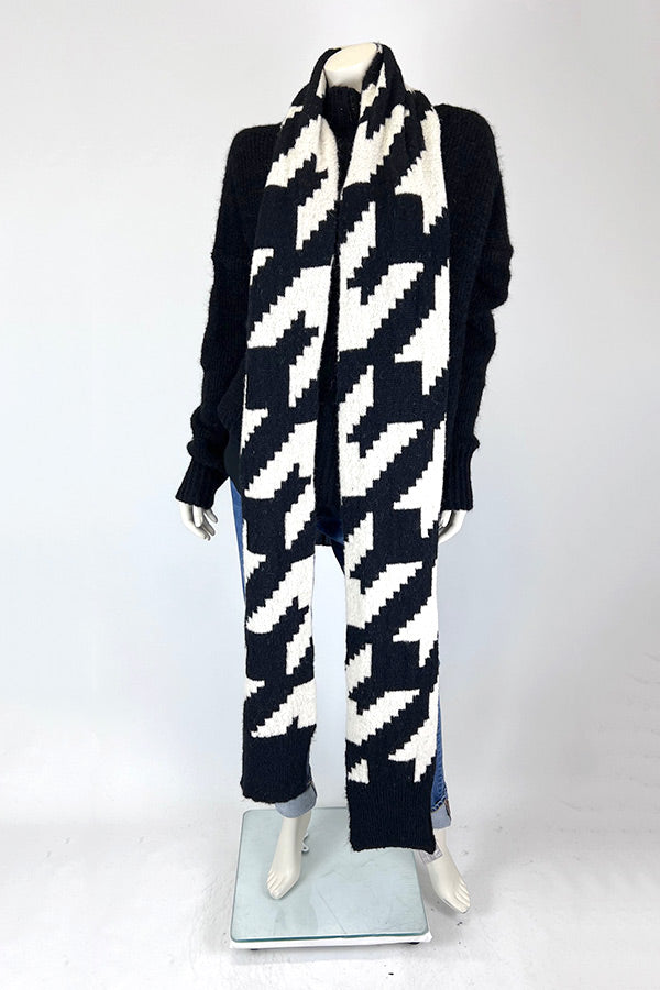 Amano Alpaca Black & White Houndstooth Scarf