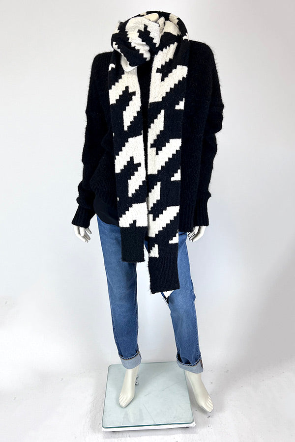 Amano Alpaca Black & White Houndstooth Scarf