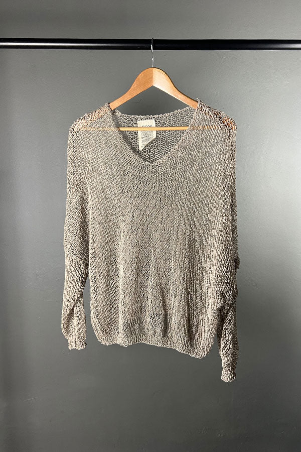 Amano Oat Linen Knit Batwing Top