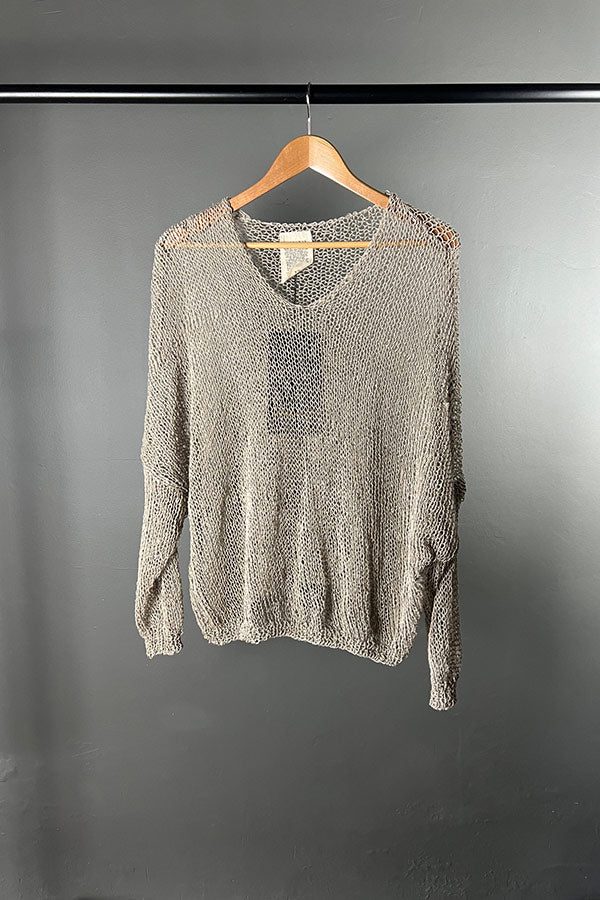 Amano Oat Linen Knit Batwing Top