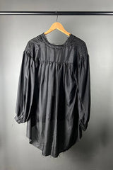 Amano Black Silk Shirt with Pintuck Detail