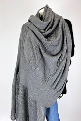 Amano Silk & Alpaca Silver Shawl with Mesh Detail