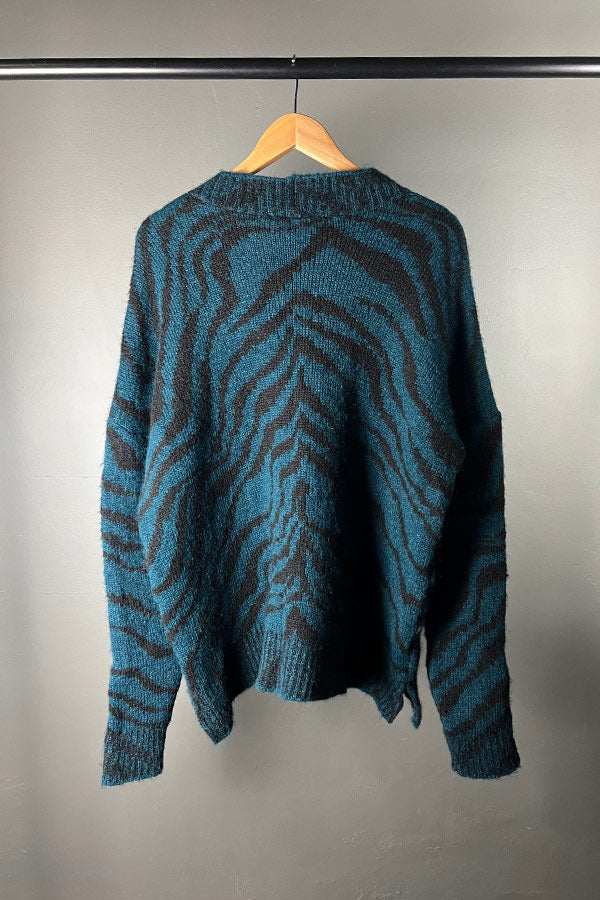 Amano Teal Zebra Alpaca Jumper