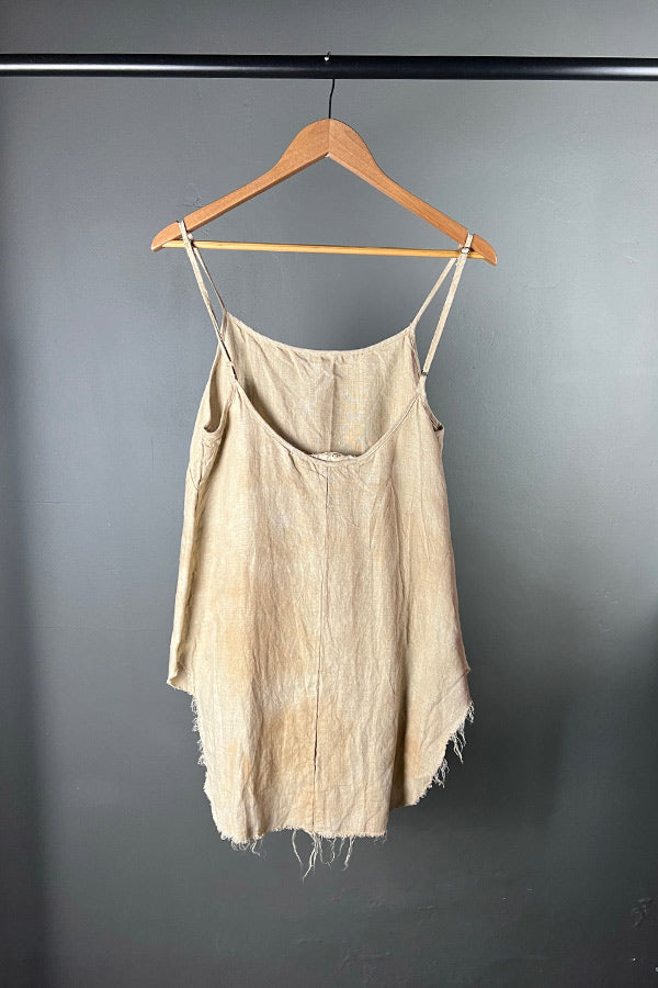 Amano Tea-Stained Linen camisole with Adjustable Straps