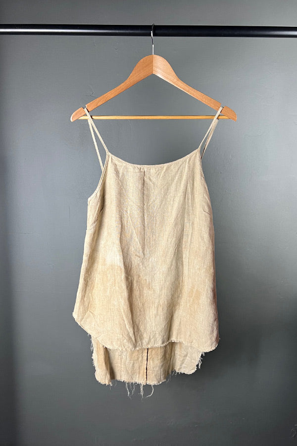 Amano Tea-Stained Linen camisole with Adjustable Straps